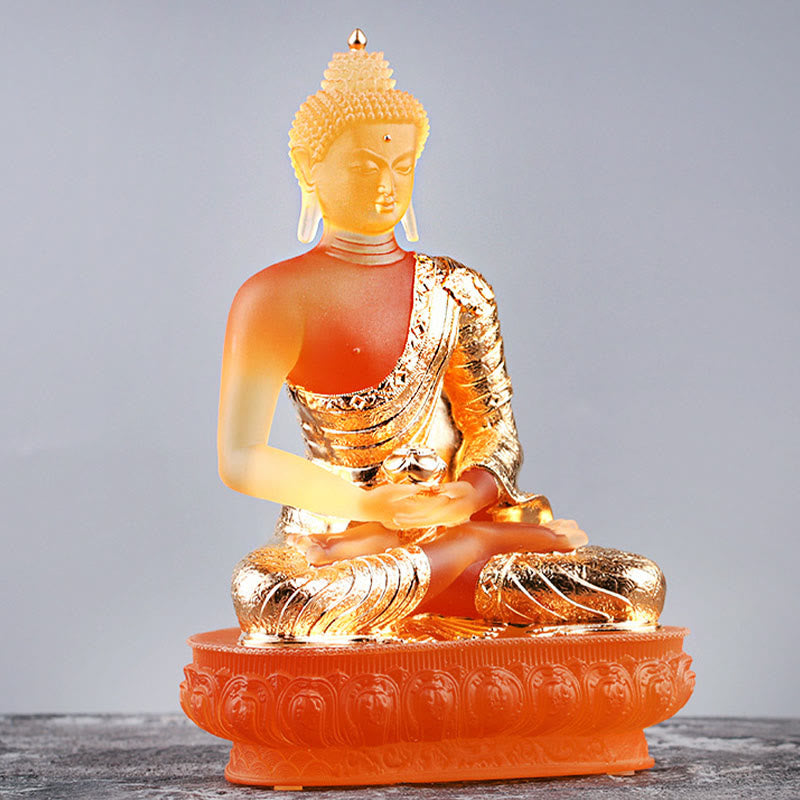 Buddha Stones Buddha Handmade Figurine Liuli Art Piece Serenity Statue Home Offering Decoration