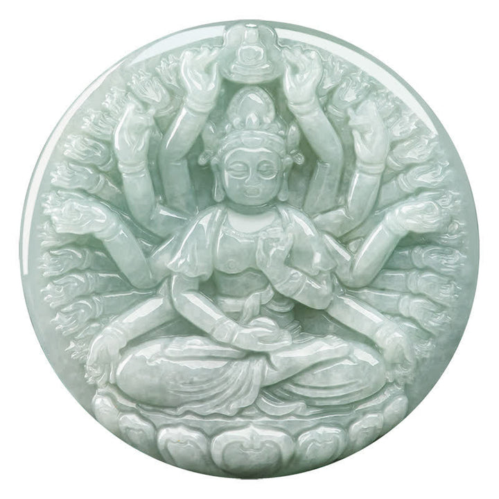 Thousand-Hand Kwan Yin Avalokitesvara Jade Blessing String Necklace Pendant