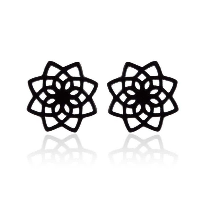 Tibetan Lotus Pattern New Beginning Stud Earrings