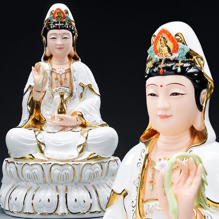 Chenrezig Bodhisattva Avalokitesvara Success Ceramic Statue Home Decoration