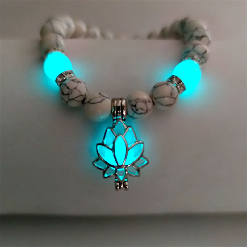 FREE Today: Positive Thinking Tibetan Turquoise Glowstone Luminous Bead Lotus Protection Bracelet