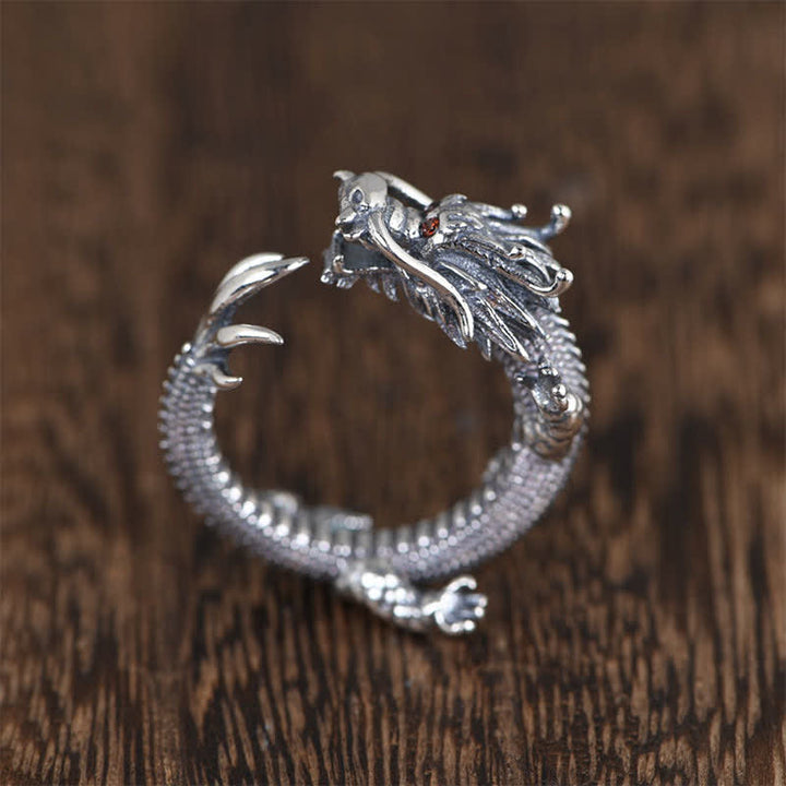 925 Sterling Silver Dragon Luck Protection Ring