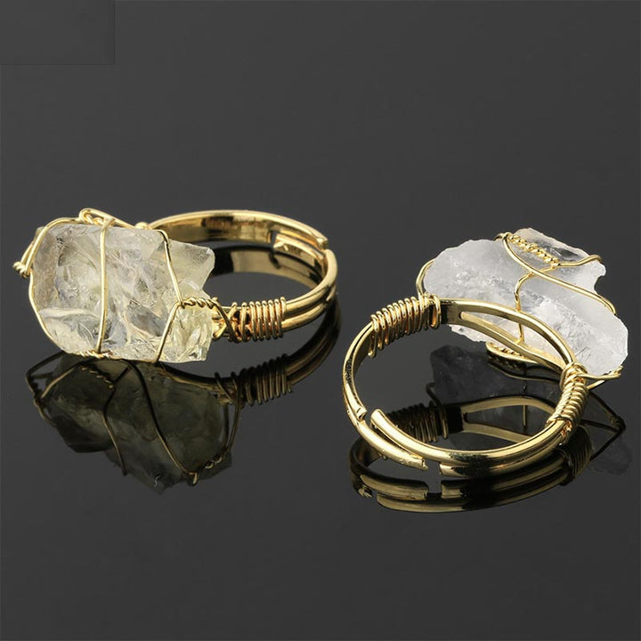 Natural Crystal Gemstone Amethyst Adjustable Ring (Extra 30% Off | USE CODE: FS30)