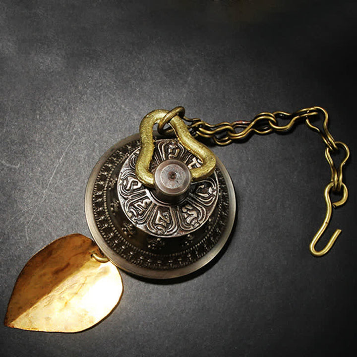 Tibetan Engraved Wind Chime Bell Copper Luck Wall Hanging Home Decoration