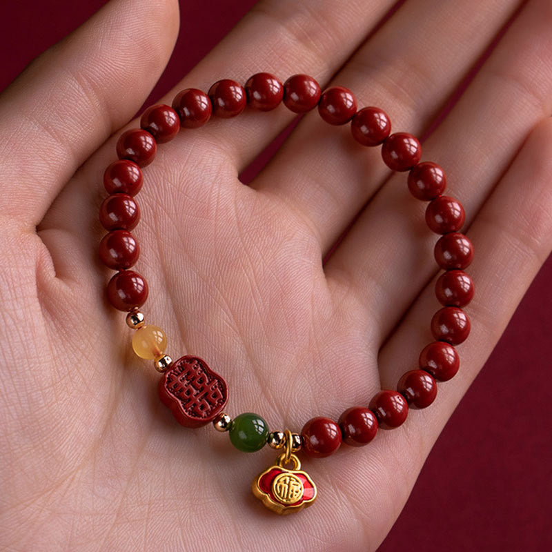 Buddha Stones Cinnabar Happiness Calm Bracelet