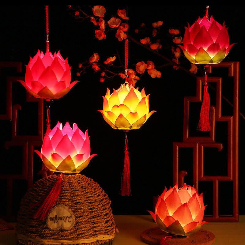 DIY Lotus Flower Dragon Lantern Tassel Lamp Decoration