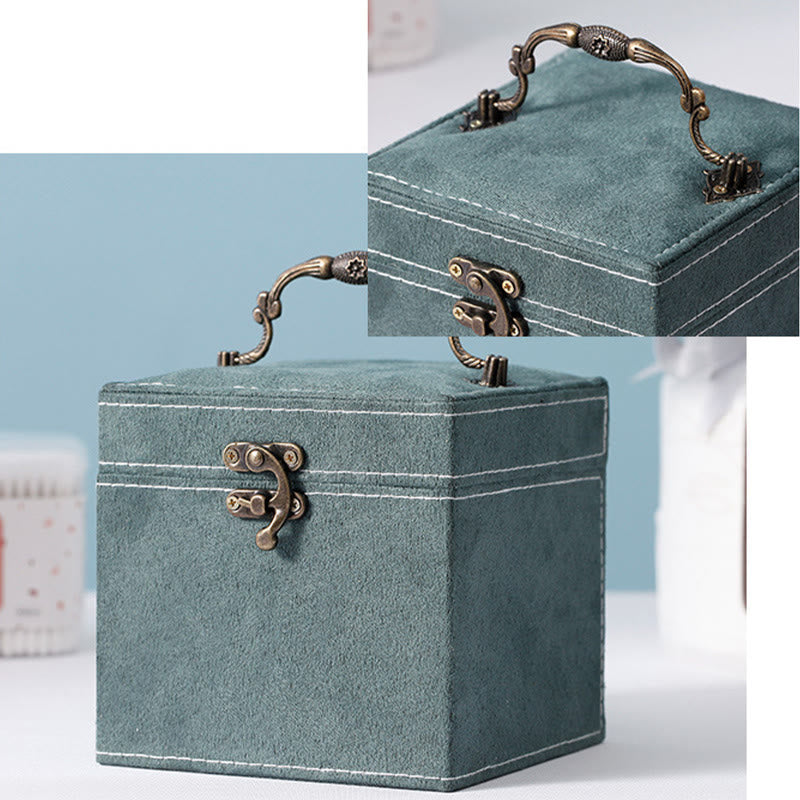 Buddha Stones Jewelry Box Organizer Three-Layer Jewelry Storage Box Flannel Gift Box