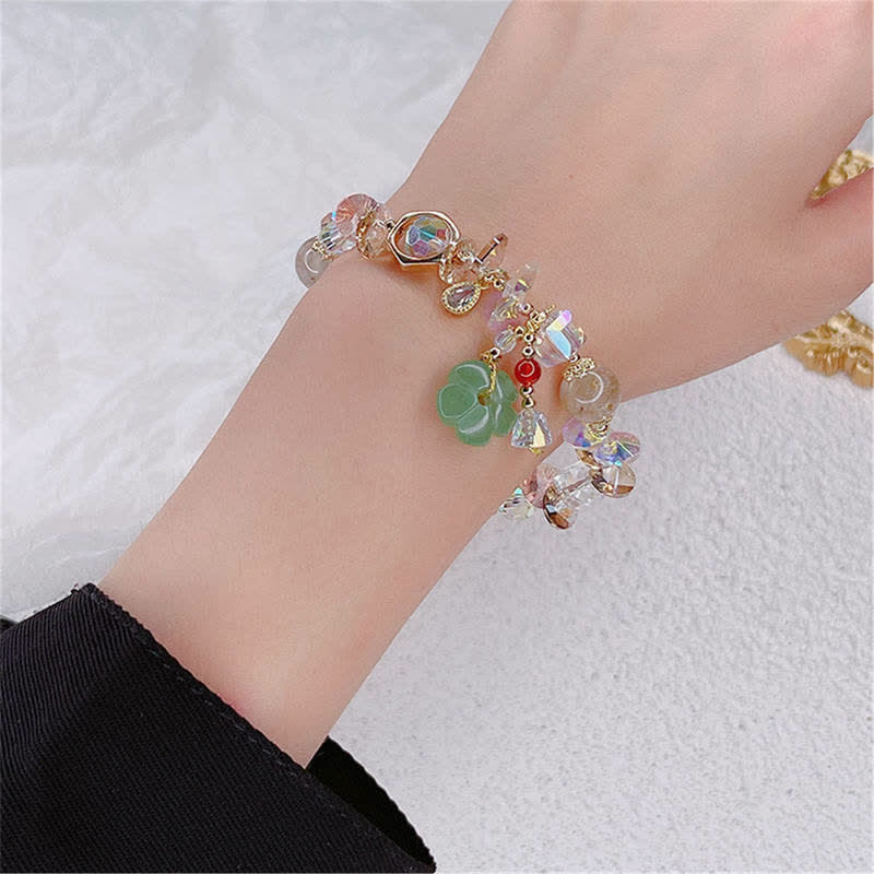 Buddha Stones Colorful Gemstone Green Aventurine Flower Bead Luck Bracelet