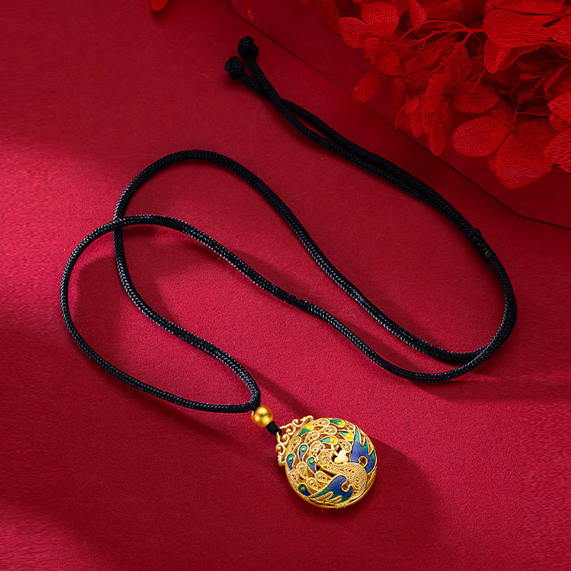 Buddha Stones Phoenix Fu Character Luck Protection Necklace Pendant