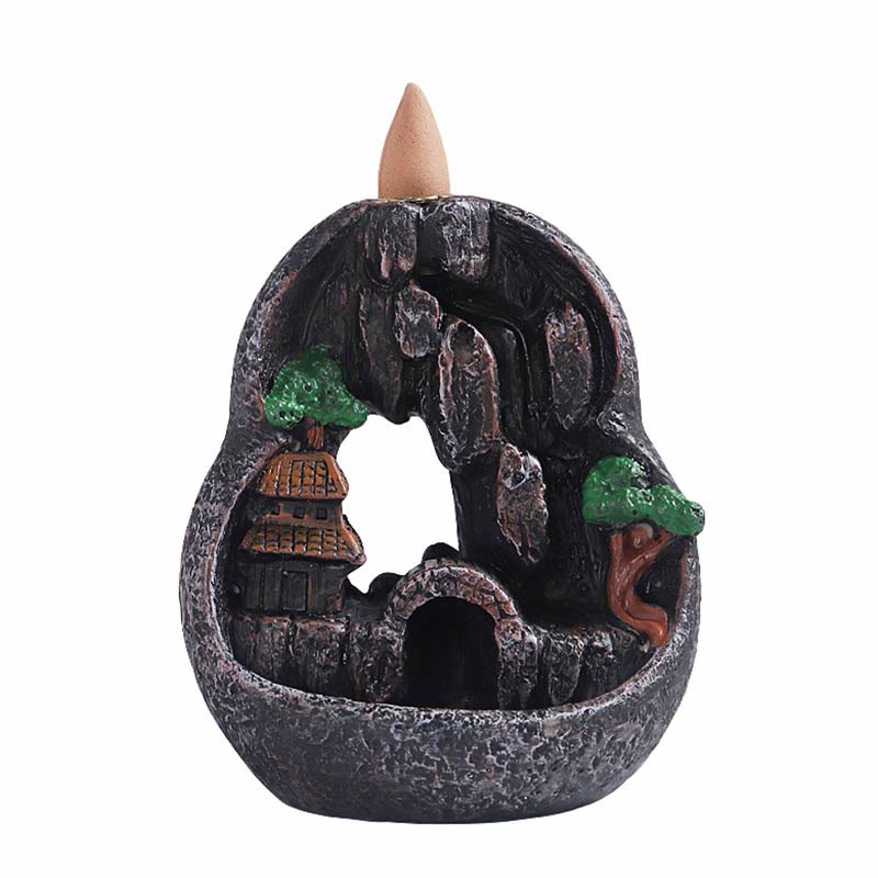 Mountain Bridges Pattern Meditation Resin Backflow Incense Burner