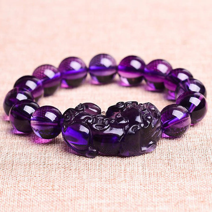 Buddha Stones Feng Shui Amethyst Fortune Wealth Bracelet