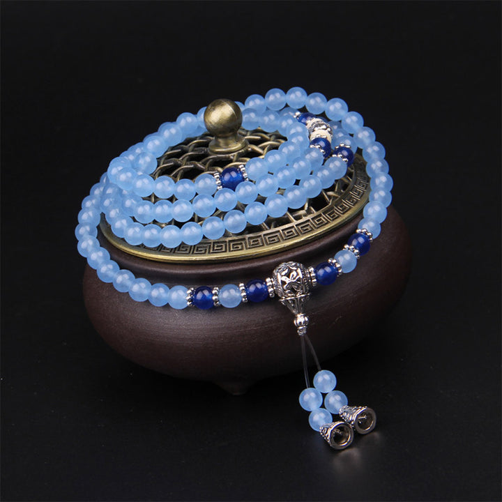 108 Beads Blue Crystal Healing Bracelet Mala