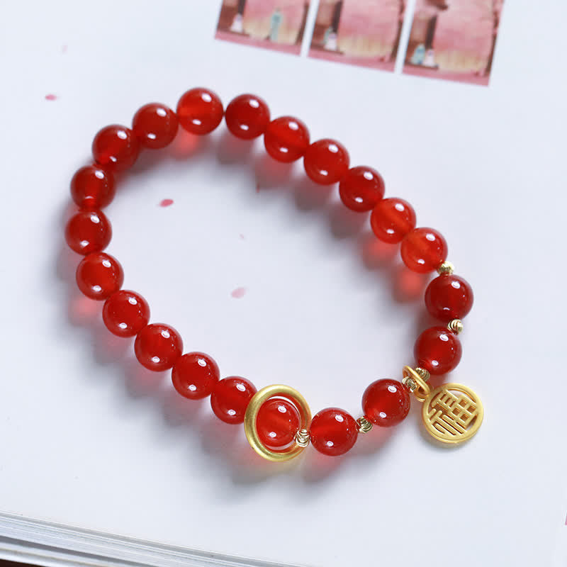 Natural Red Agate Blessing Letter Confidence Bracelet