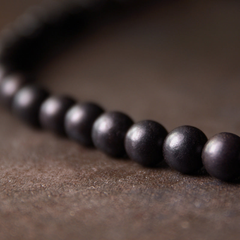 Buddha Stones Ebony Wood Dzi Bead Copper Protection Couple Bracelet