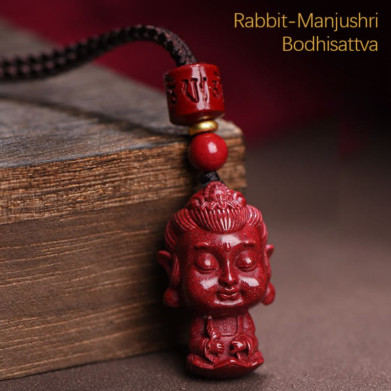 Buddha Stones Chinese Zodiac Natal Buddha Natural Cinnabar Amulet Keep Away Evil Spirits Necklace Pendant