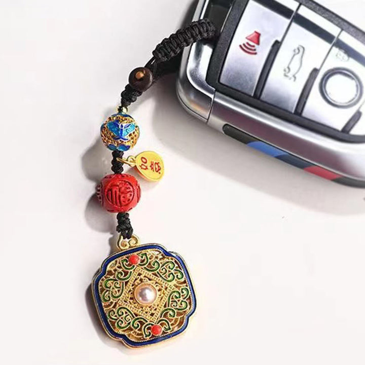 Buddha Stones Fu Character Blessing Ruyi Charm Key Chain