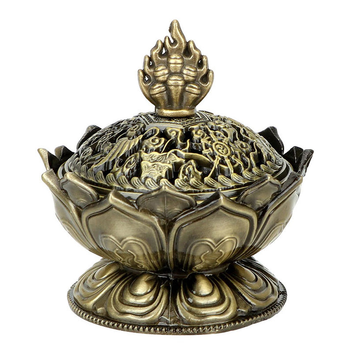 Buddha Stones Tibetan Lotus Shaped Purify Incense Burner