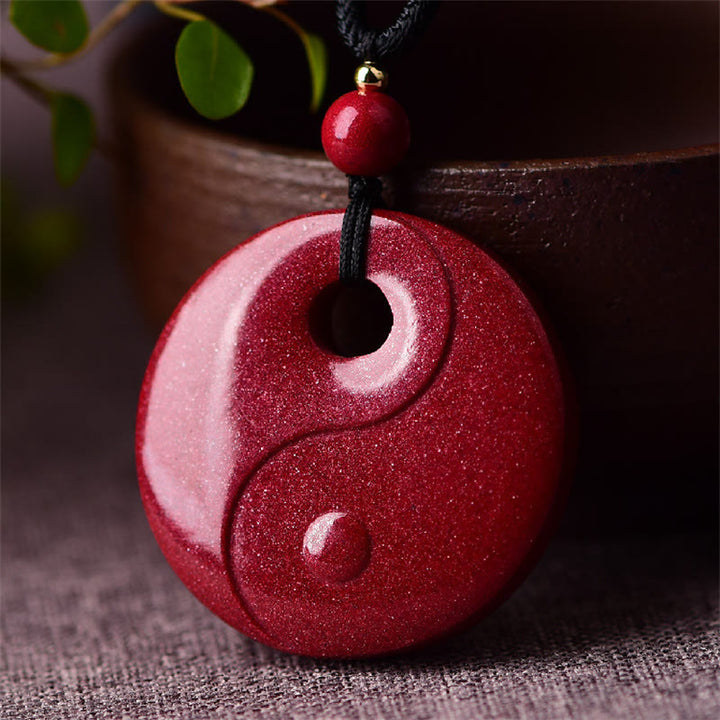 Buddha Stones Laughing Buddha Yin Yang Chinese Zodiac Gourd Natural Cinnabar Blessing Necklace Pendant