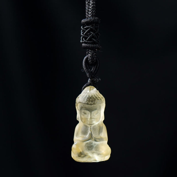 Buddha Stones Various Crystal Amethyst Pink Crystal White Crystal Citrine Buddha Carved Spiritual Healing Necklace Pendant Decoration