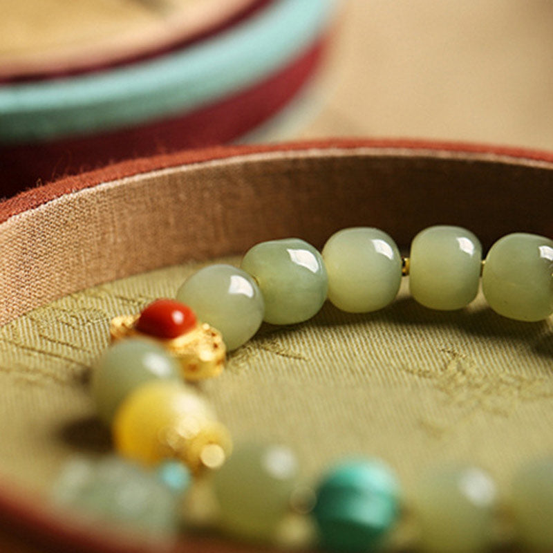 Jade Amber Lotus Bead Luck Bracelet