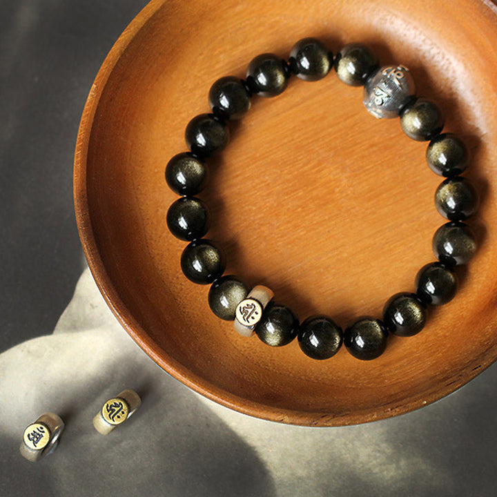 Chinese Zodiac Natal Buddha Obsidian Purification Bracelet