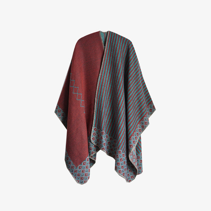 Tibetan Shawl Striped Diamond Pattern Winter Warm Soft Scarf