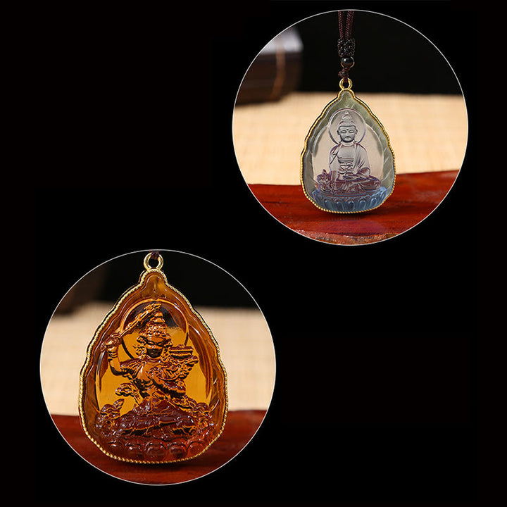 Tibetan Buddha Liuli Crystal Serenity Necklace Pendant