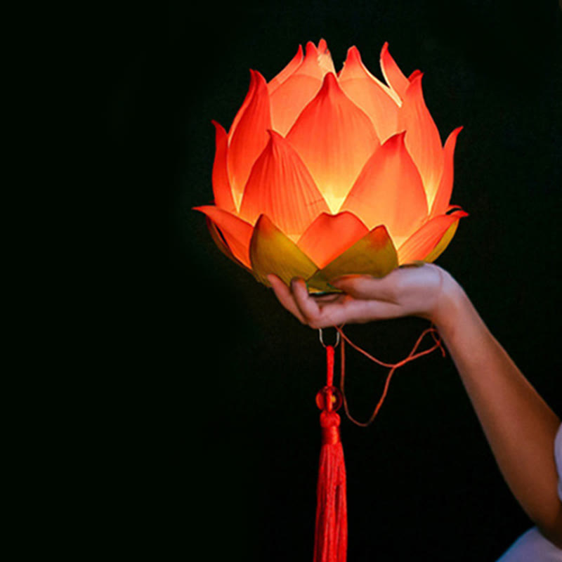 DIY Lotus Flower Dragon Lantern Tassel Lamp Decoration