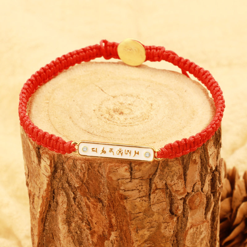 Tibetan Handmade Om Mani Padme Hum Peace Red String Bracelet (Extra 30% Off | USE CODE: FS30)