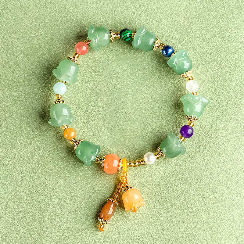 Buddha Stones Green Aventurine Magnolia Flower Luck Bracelet