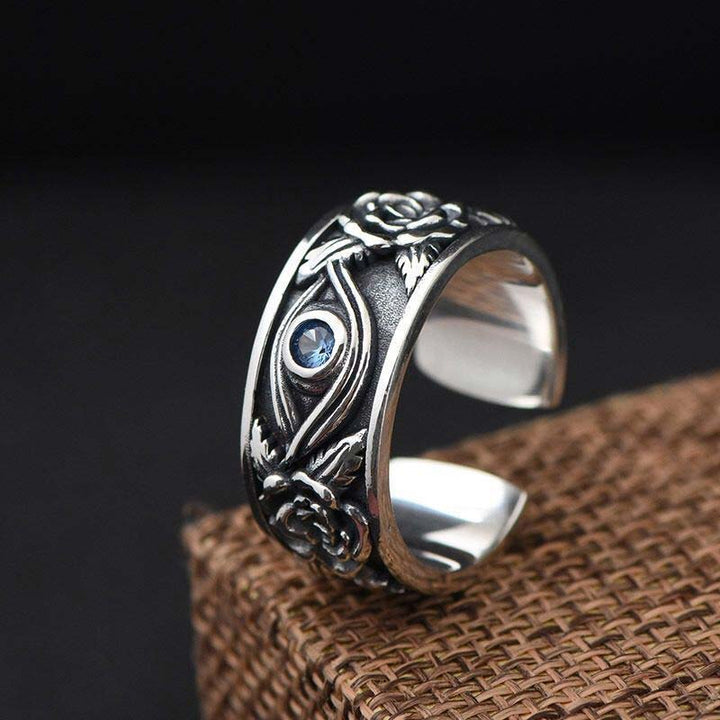 Buddha Stones Eye Of Horus Crystal Protection Adjustable Ring