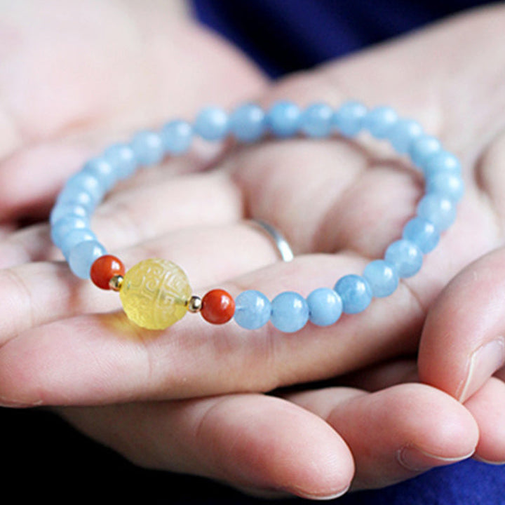 Natural Aquamarine Amber Healing Bracelet (Extra 30% Off | USE CODE: FS30)