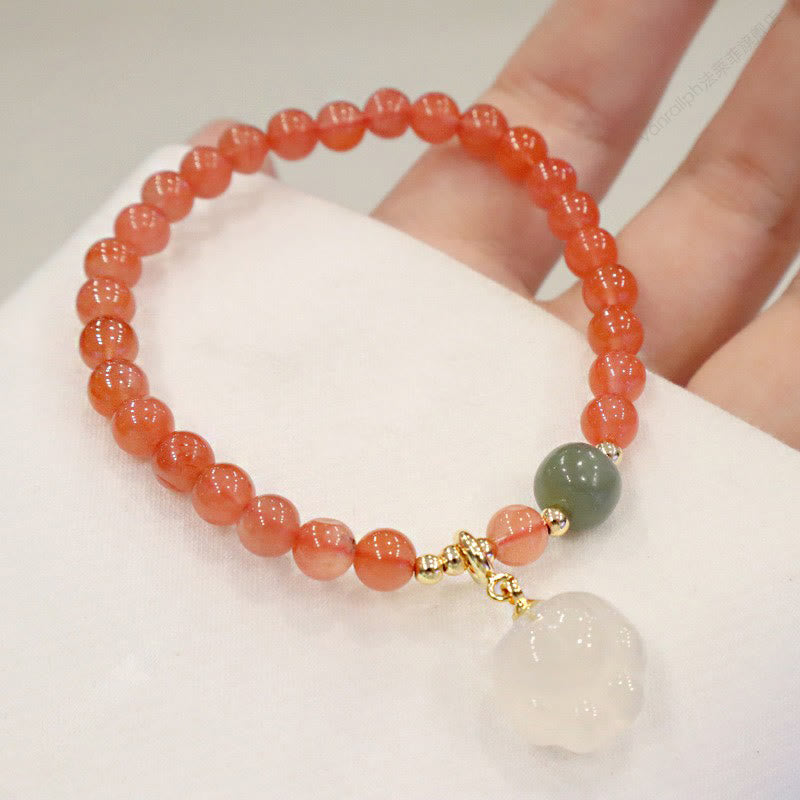 Buddha Stones Red Agate Chalcedony Cat Paw Jade Confidence Bracelet