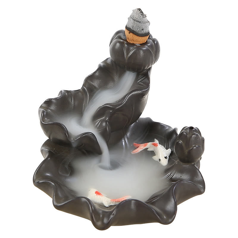 Buddha Stones Koi Fish Lucky Incense Burner Decoration