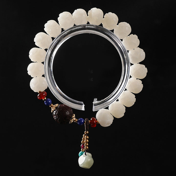 Bodhi Seed Jade Lotus Charm Peace Bracelet