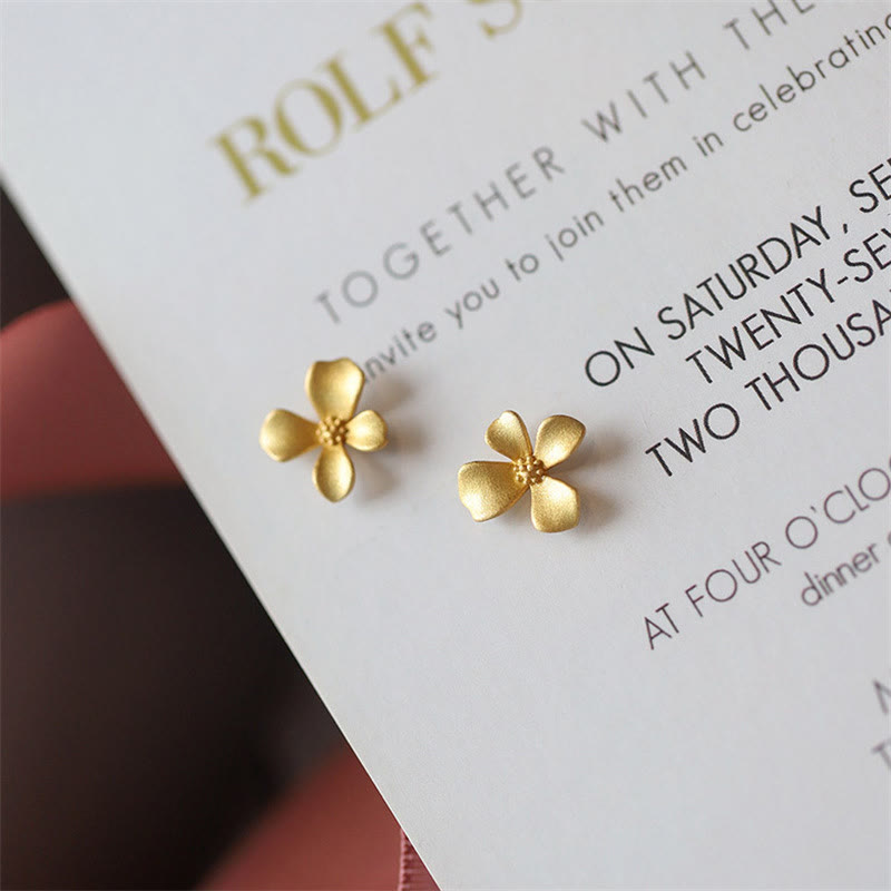 Gardenia Flower Design Luck Stud Earrings