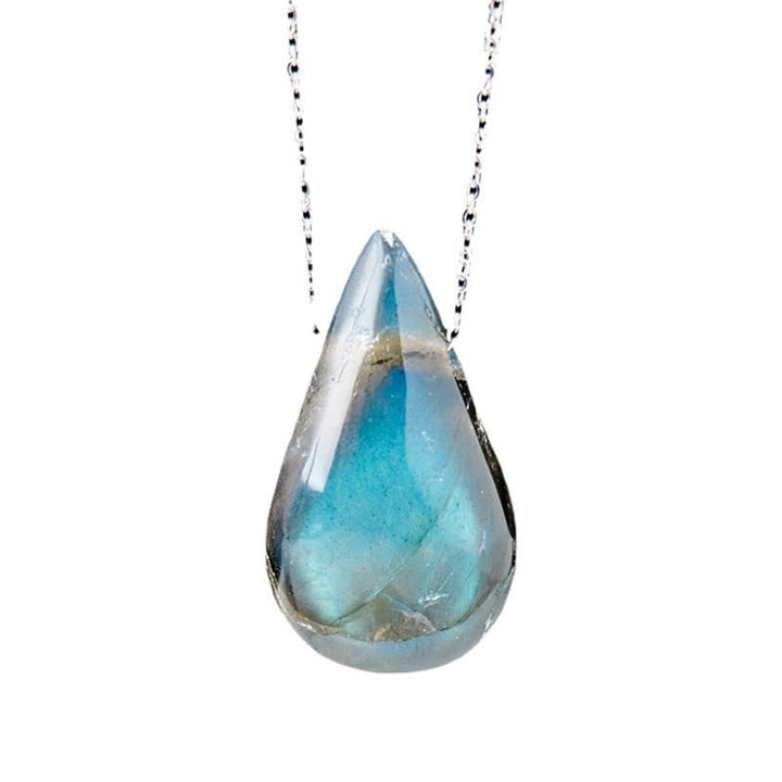 Buddha Stones Labradorite Water Drop Support Healing Necklace Pendant