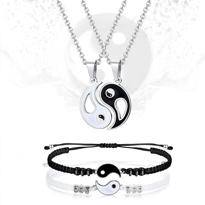 FREE Today: Everlasting Friendship Love Couple Yin Yang Necklace Bracelets Set