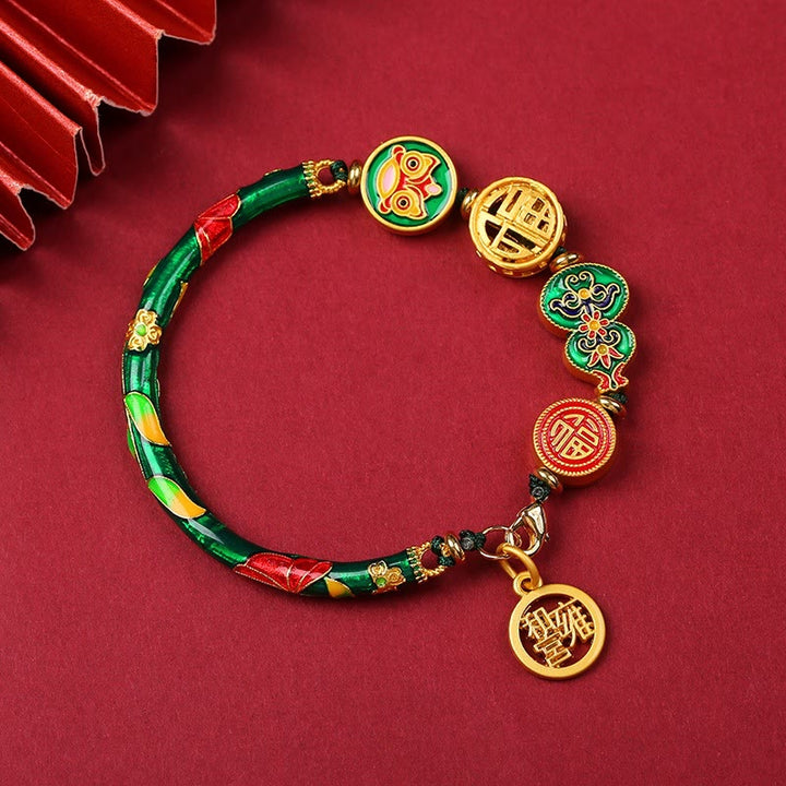 Tibetan Gourd Fortune Happiness Lion Wealth Luck Bracelet