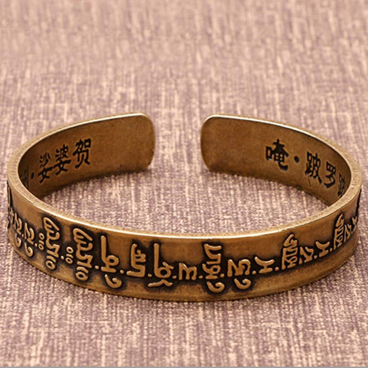 Buddha Stones Tibetan Sanskrit Copper Healing Bracelet Bangle