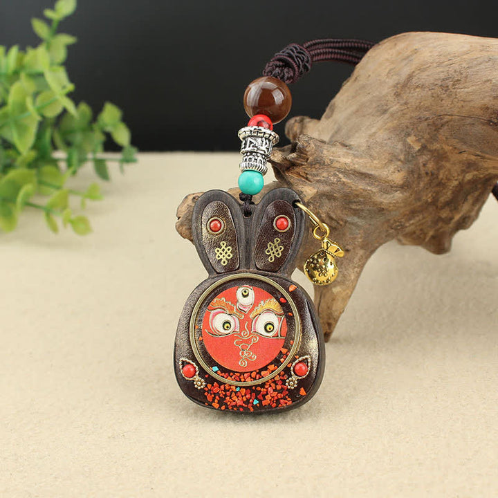 Tibet Ebony Five God of Wealth Thangka Necklace Pendant