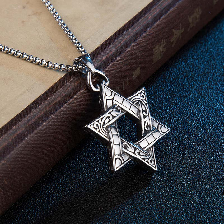 Buddha Stones Star of David Protection Necklace Pendant