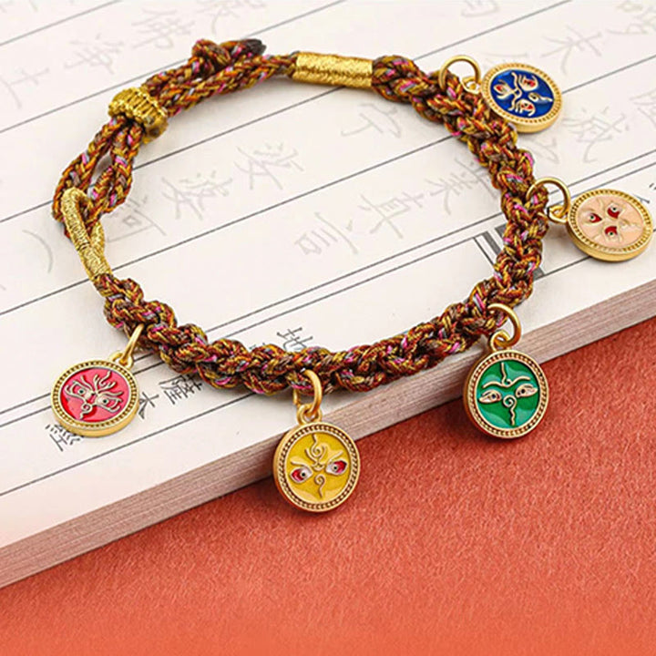 Tibetan Five God Of Wealth Thangka Luck Braid String Bracelet