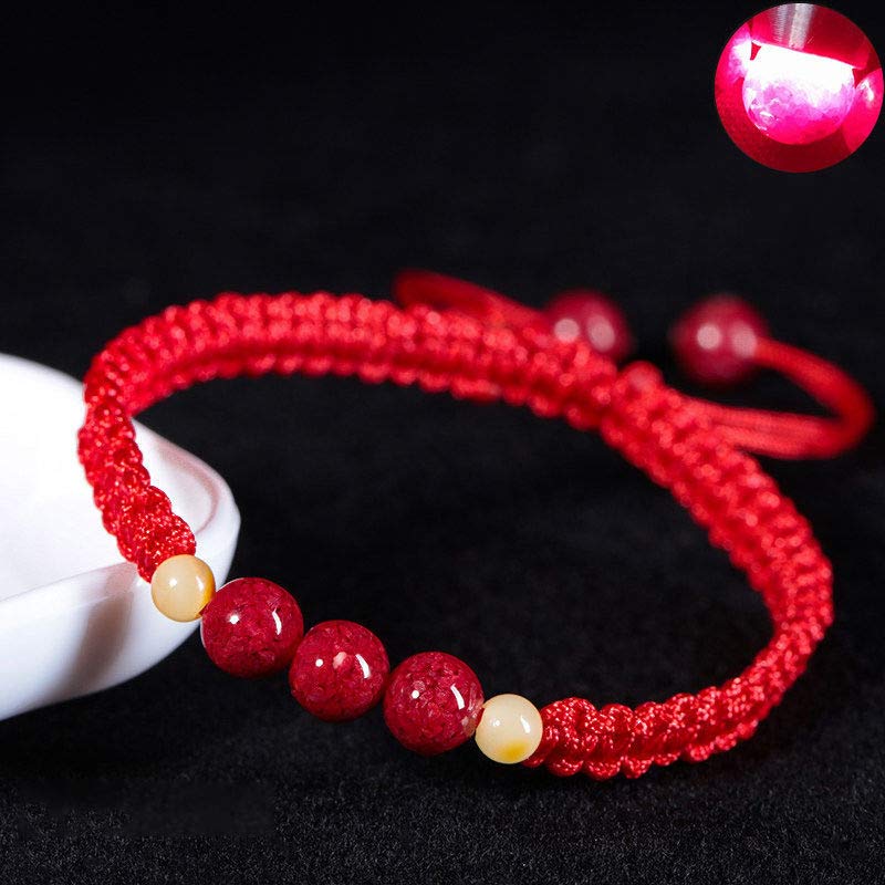 Buddha Stones Cinnabar Blessing Red String Bracelet For Kids