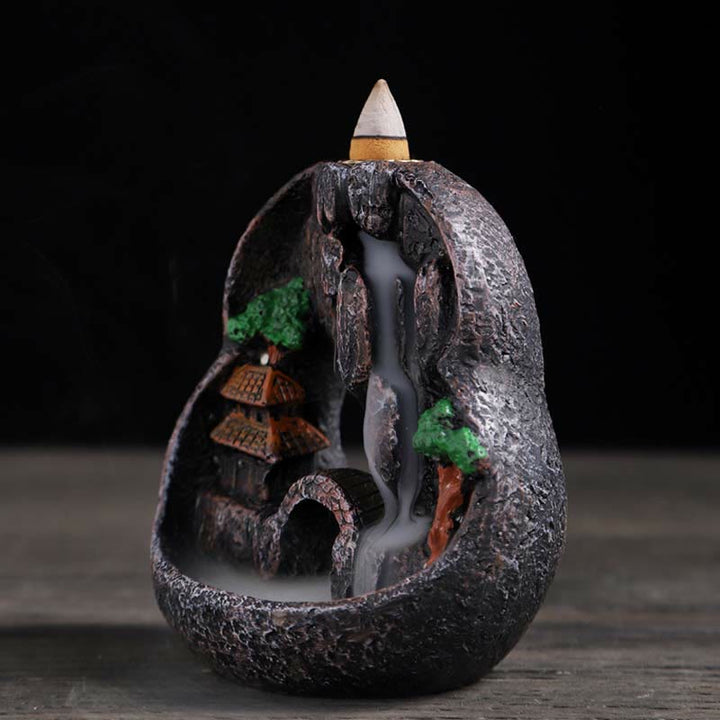 Mountain Bridges Pattern Meditation Resin Backflow Incense Burner