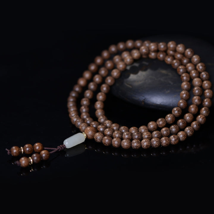 Buddha Stones 108 Mala Beads Rosewood Jade Calm Bracelet