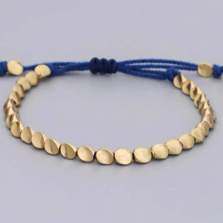 Buddha Stones 3 PCS Tibetan Copper Beads Healing Protection Luck Bracelet Set