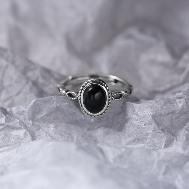 Buddha Stones 925 Sterling Silver Black Onyx Fortune Ring