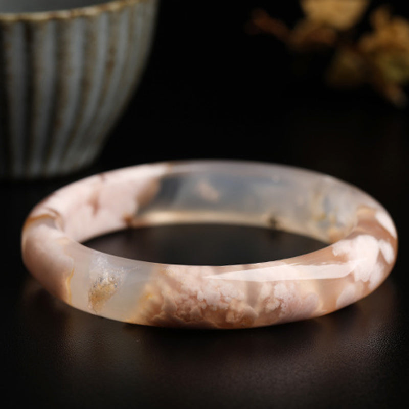 Natural Sakura Agate Peace Bracelet Bangle