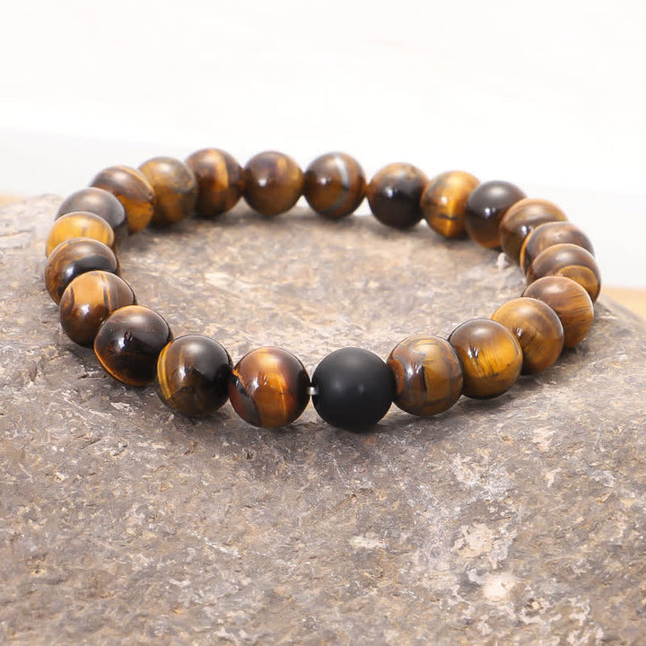 Buddha Stones 108 Beads Mala Tiger Eye Protection Tassel Bracelet